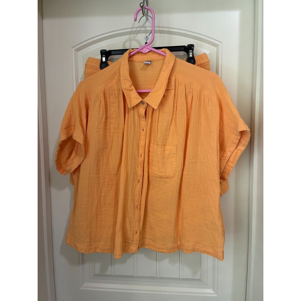 NWT Old Navy Crinkle Gauze Shorts Shirt Coastal Beach Set XL SHIRT L SHORTS XL